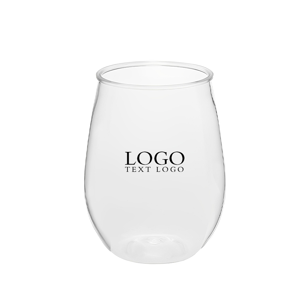 10 Oz Stemless Plastic Wine Glasses Clear With Logo