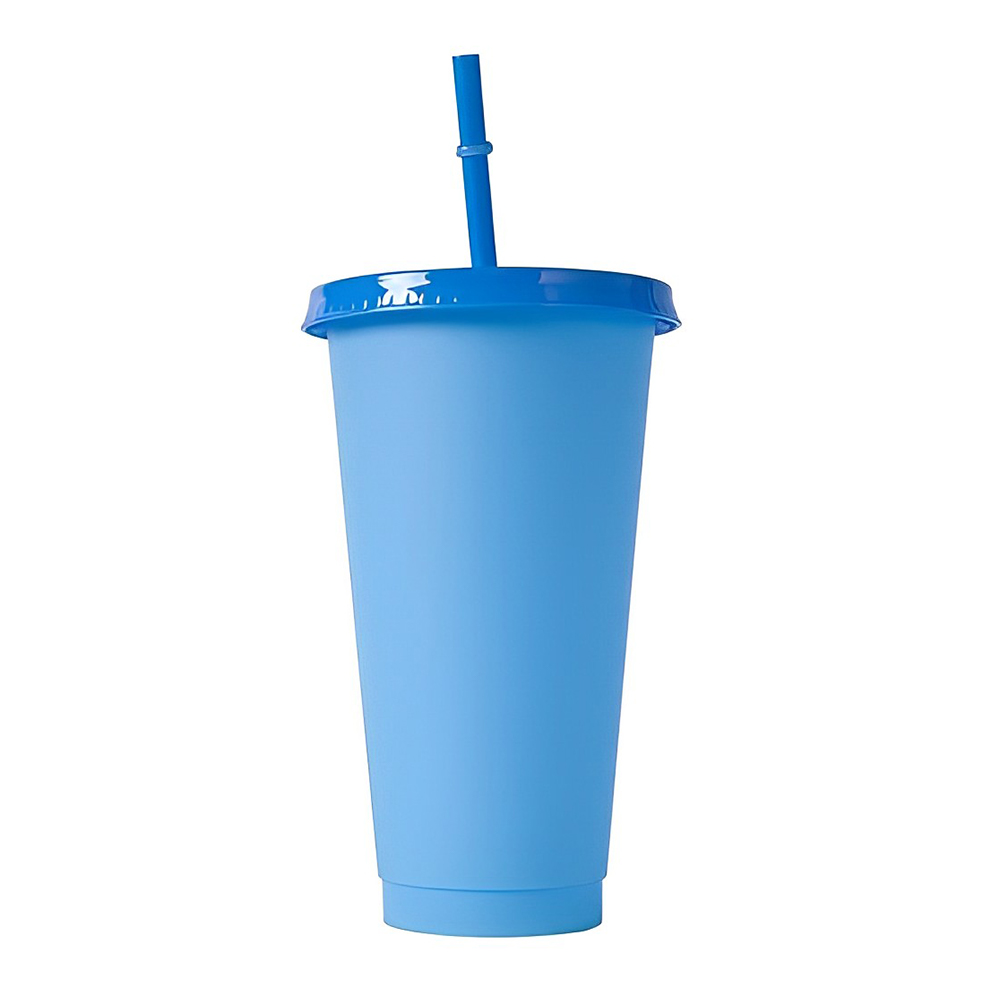 24 Oz Color Changing Cup Plastic Tumblers With Lids Blue Color