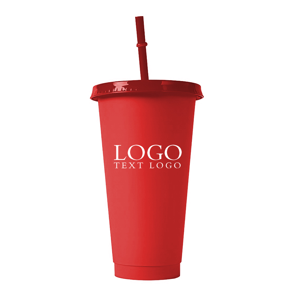 24 Oz Color Changing Cup Plastic Tumblers With Lids Red With Logo
