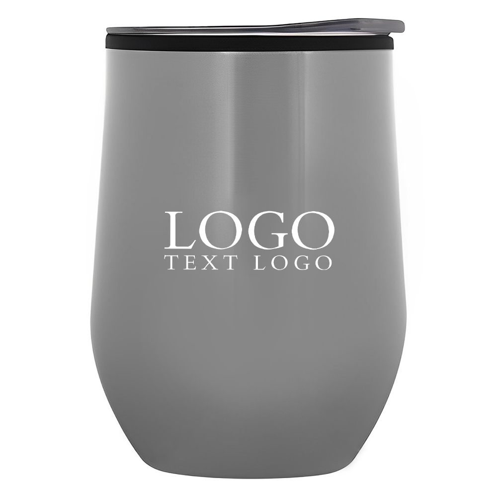 12 Oz Custom BPA-Free Napa Wine Glass Gray With Logo