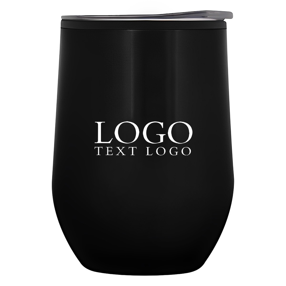 12 Oz Custom BPA-Free Napa Wine Glass Black With Logo