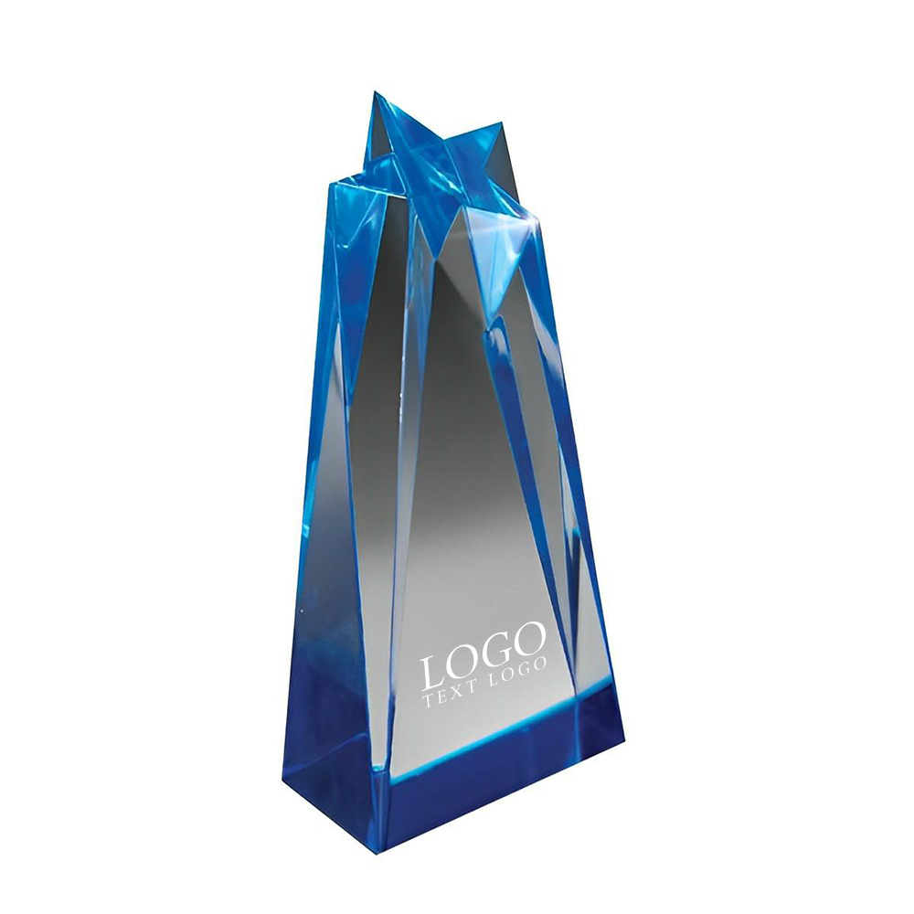Medium-Sized Star Sculpture Award Blue With Logo