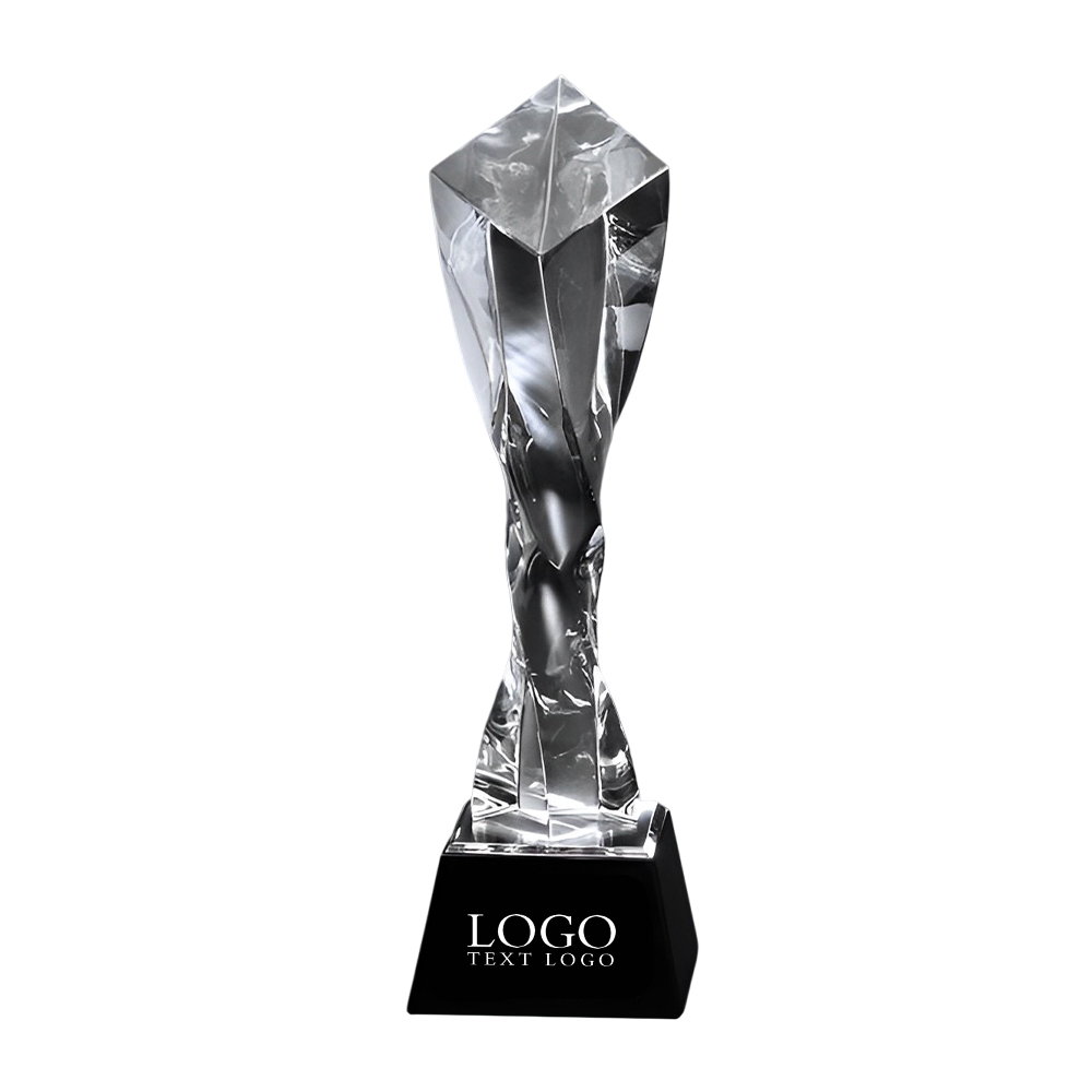 Twisted Diamond Crystal Trophy Clear With Logo