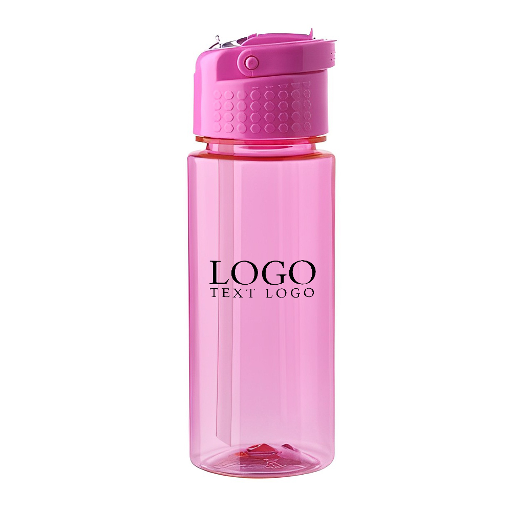 Advertising 18 oz Transparent Plastic Water Bottle Pink With Logo