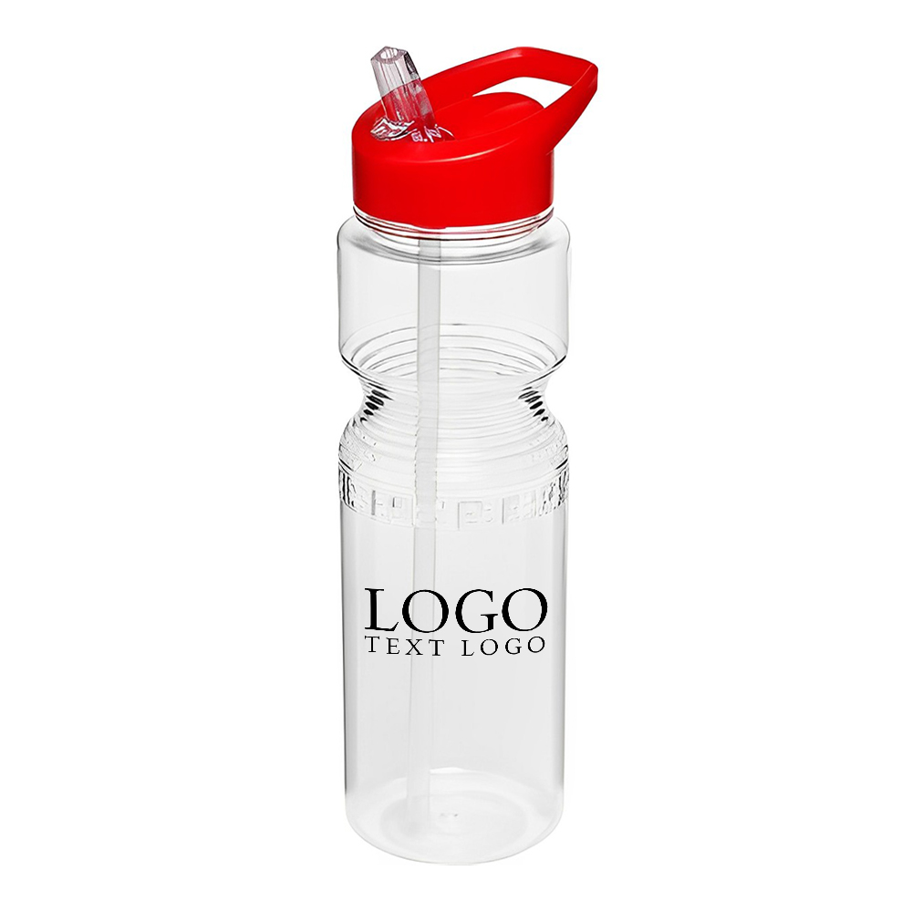 Advertising 28 oz Sports Bottles With Straw Red With Logo