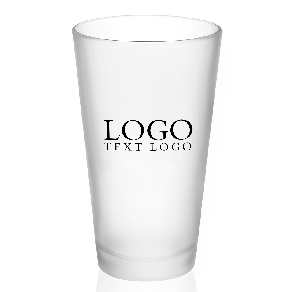Advertising 16 Oz Frosted Glass Cup Clear With Logo