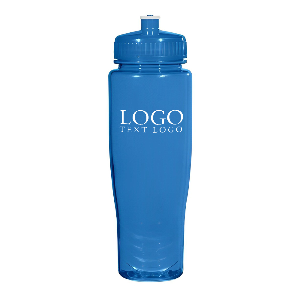 Advertising 28 Oz Poly-Clean_Plastic Bottle Translucent Blue With Logo