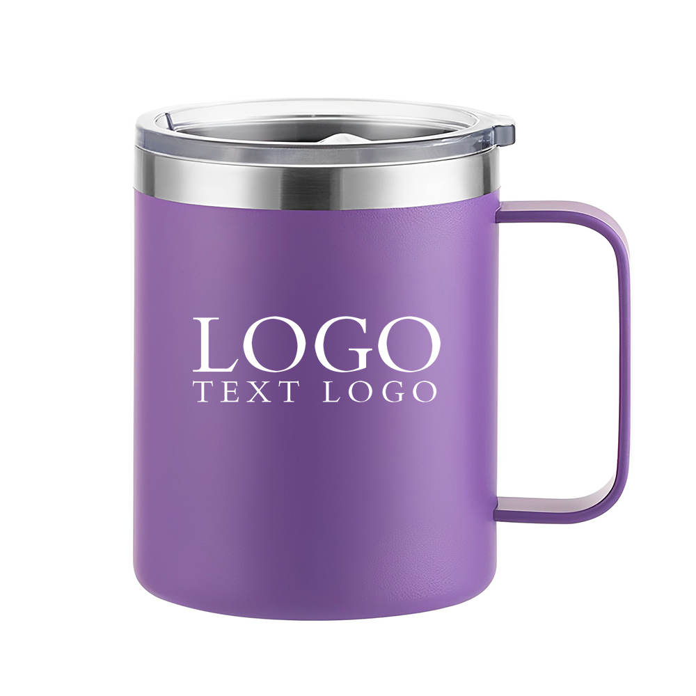 Stainless Steel Insulated Coffee Mug With Handle Purple With Logo