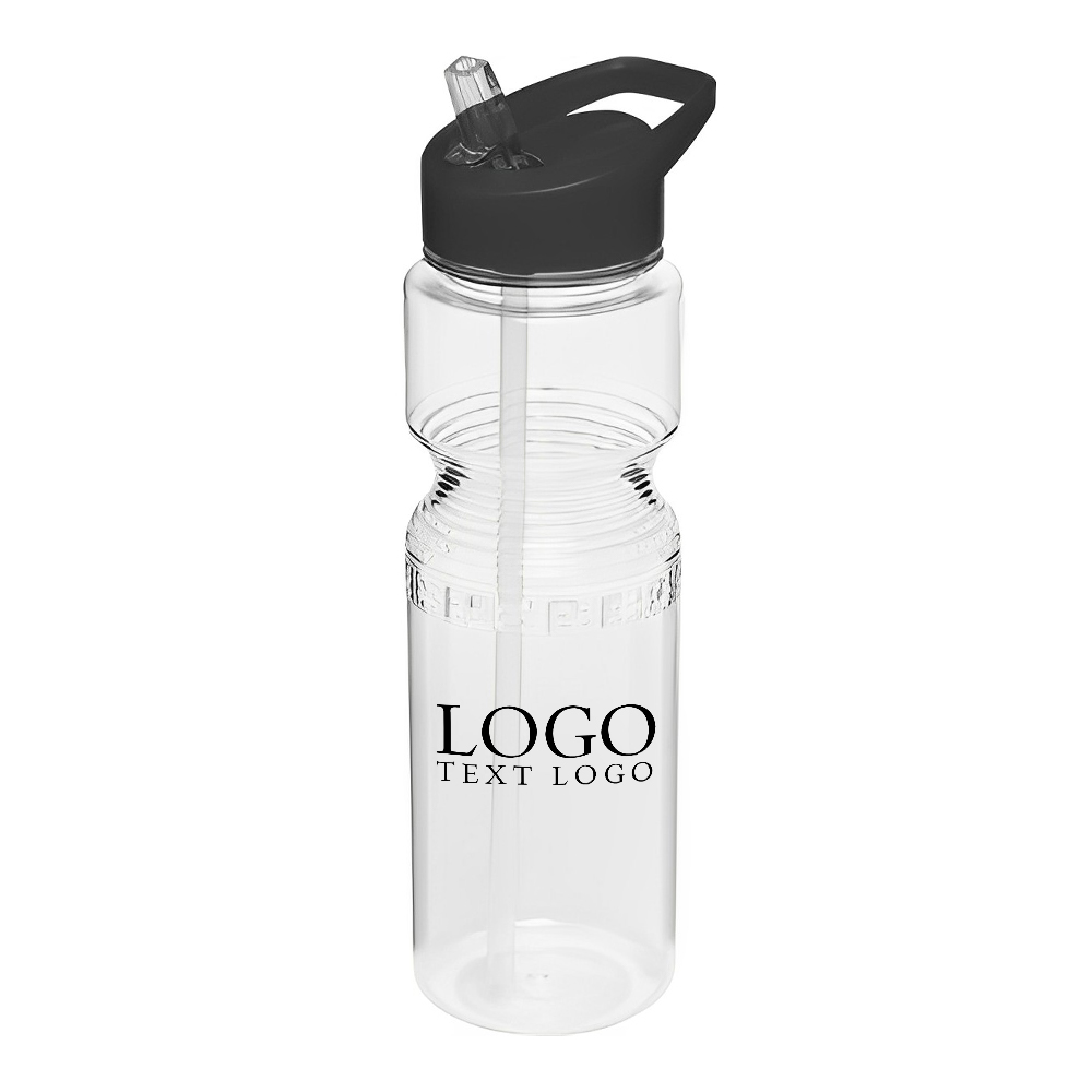 Advertising 28 oz Sports Bottles With Straw Black With Logo