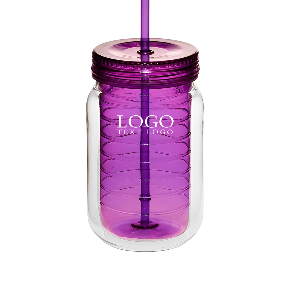 18 oz Double Wall Acrylic Tumbler Purple With Logo