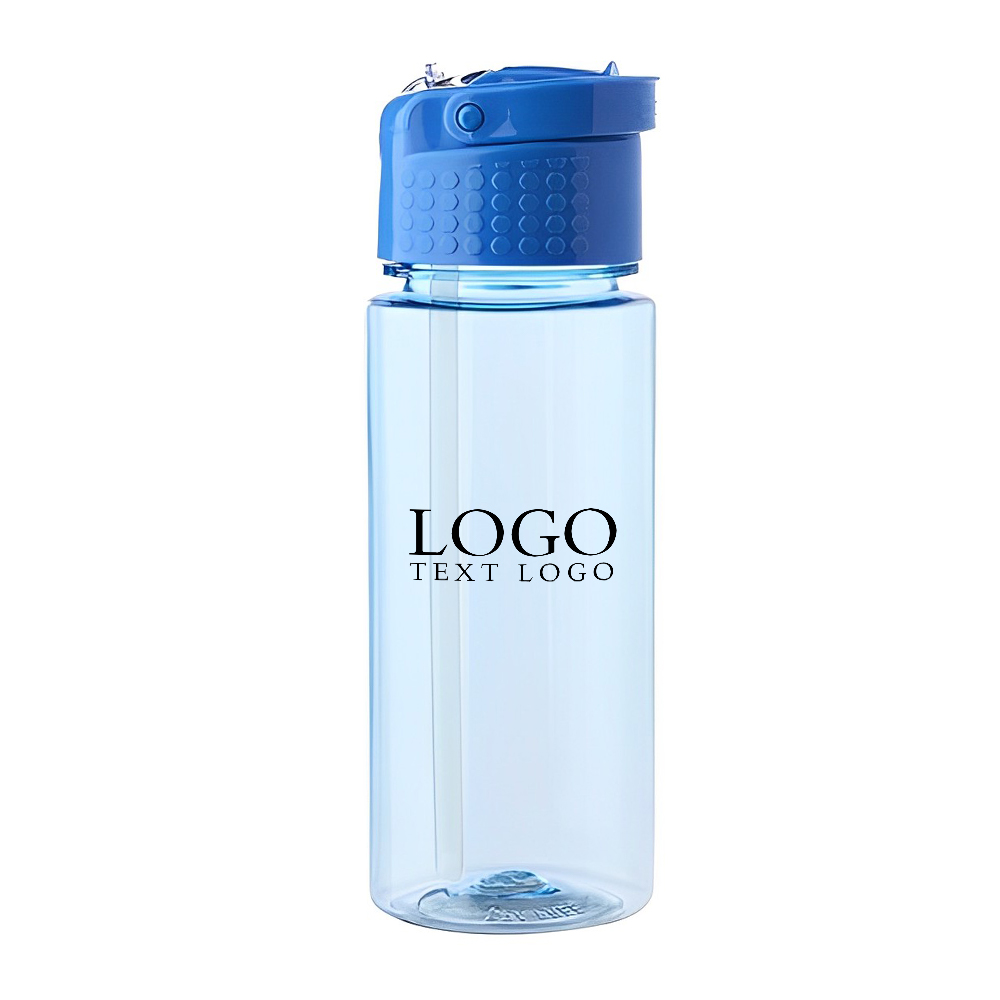 Advertising 18 oz Transparent Plastic Water Bottle Blue With Logo