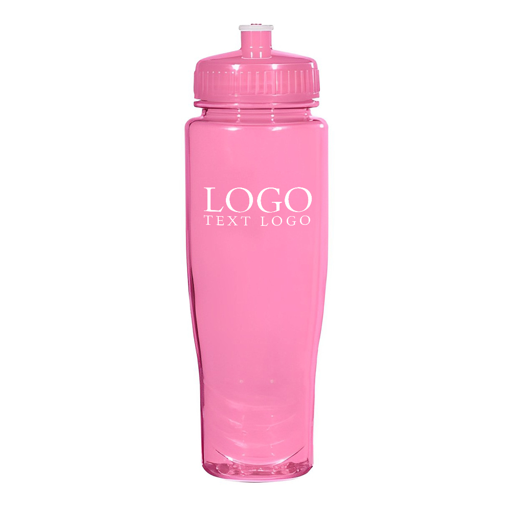 Advertising 28 Oz Poly-Clean_Plastic Bottle Translucent Pink With Logo