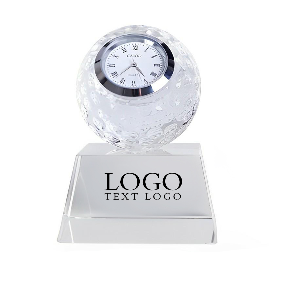 Crystal Golf Clock Trophy With Logo
