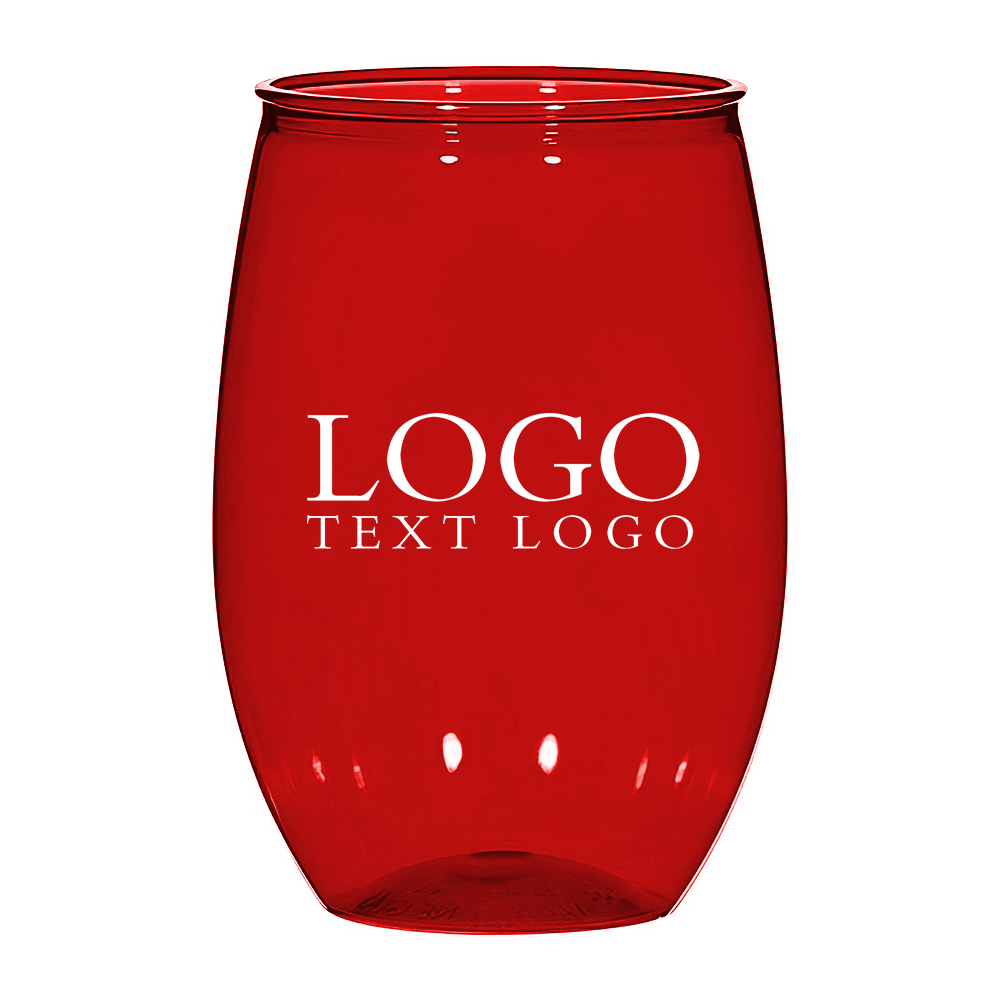 16 Oz Handy Stemless Wine Glass Red With Logo