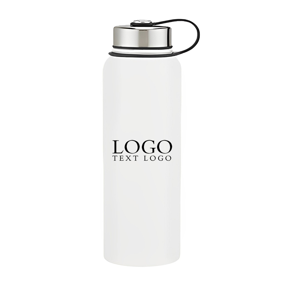 Advertising 40 Oz Invigorate Stainless Steel Bottle White With Logo
