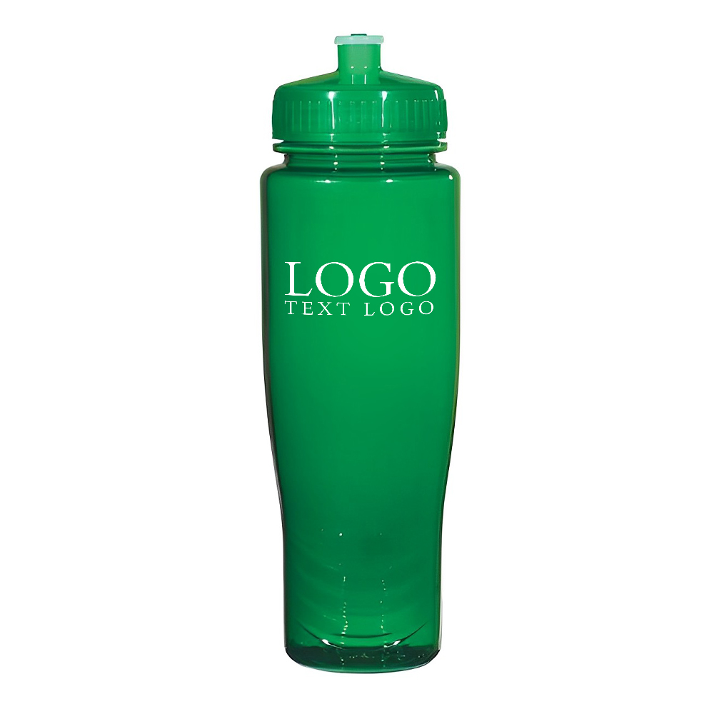 Advertising 28 Oz Poly-Clean Plastic Bottle Translucent Green With Logo