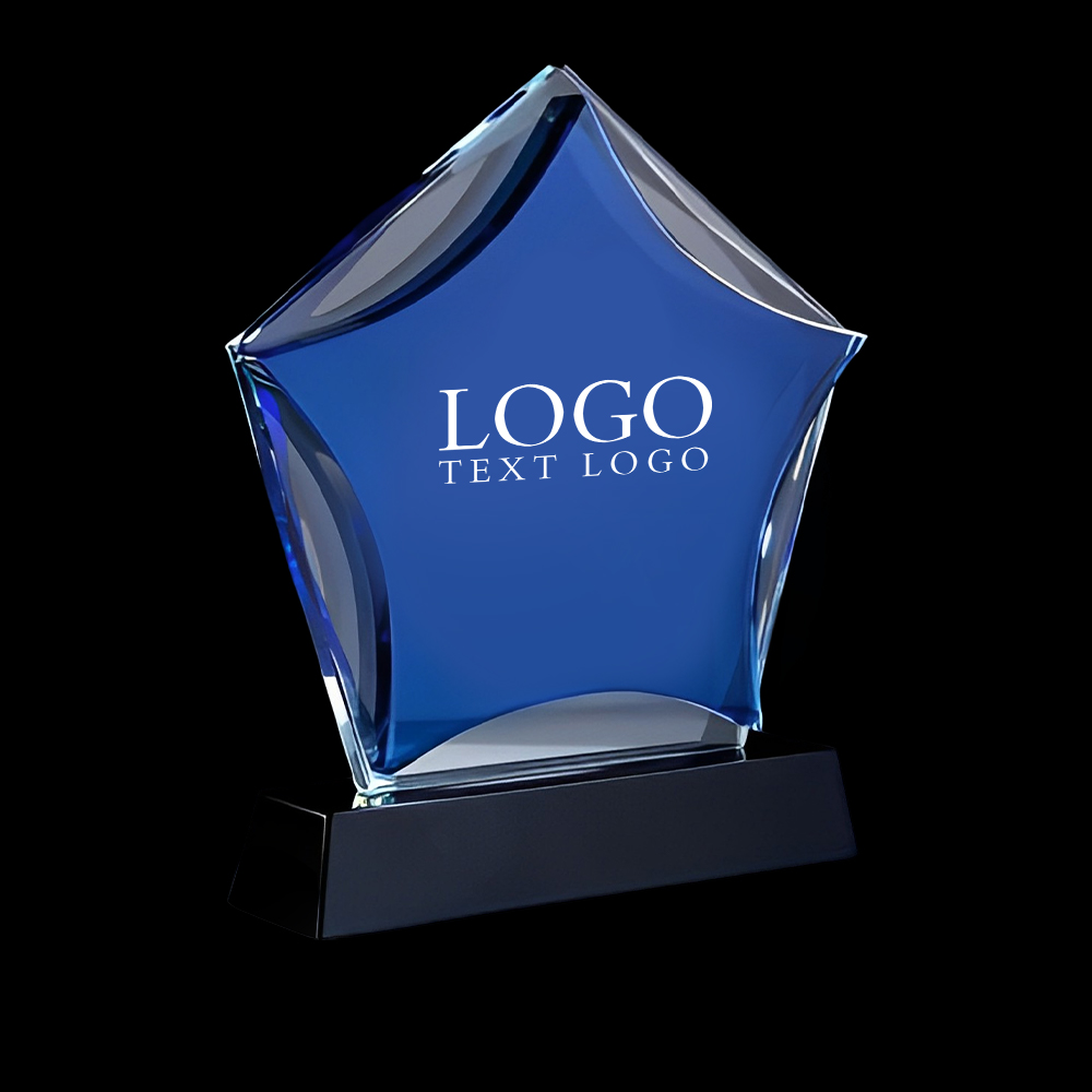 Etched Crystal Trophy Award With Logo