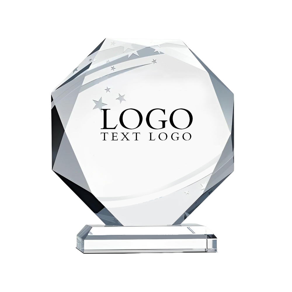Octagon Diamond Crystal Award With Logo