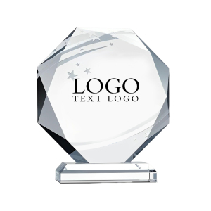 Octagon Diamond Crystal Award With Logo