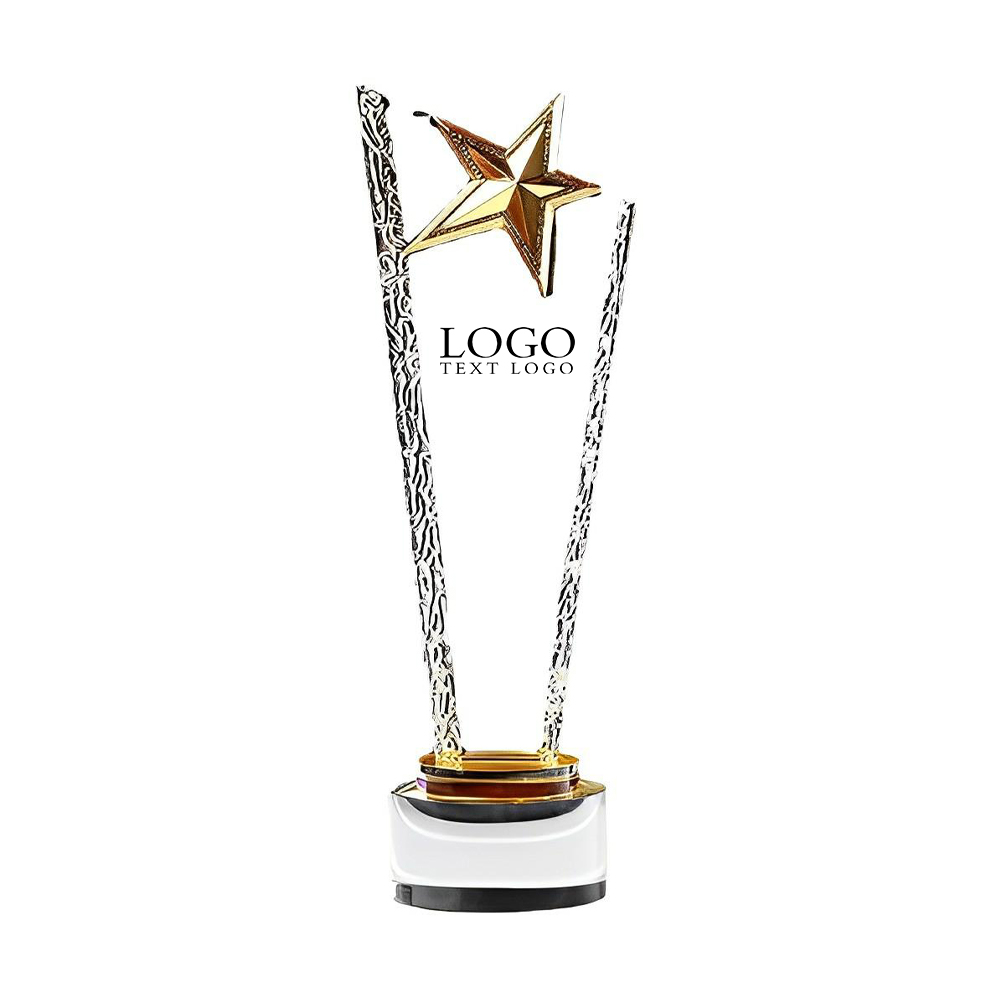 Crystal Tower-Shaped Trophy Gold With Logo Crystal Tower-Shaped Trophy Gold With Logo