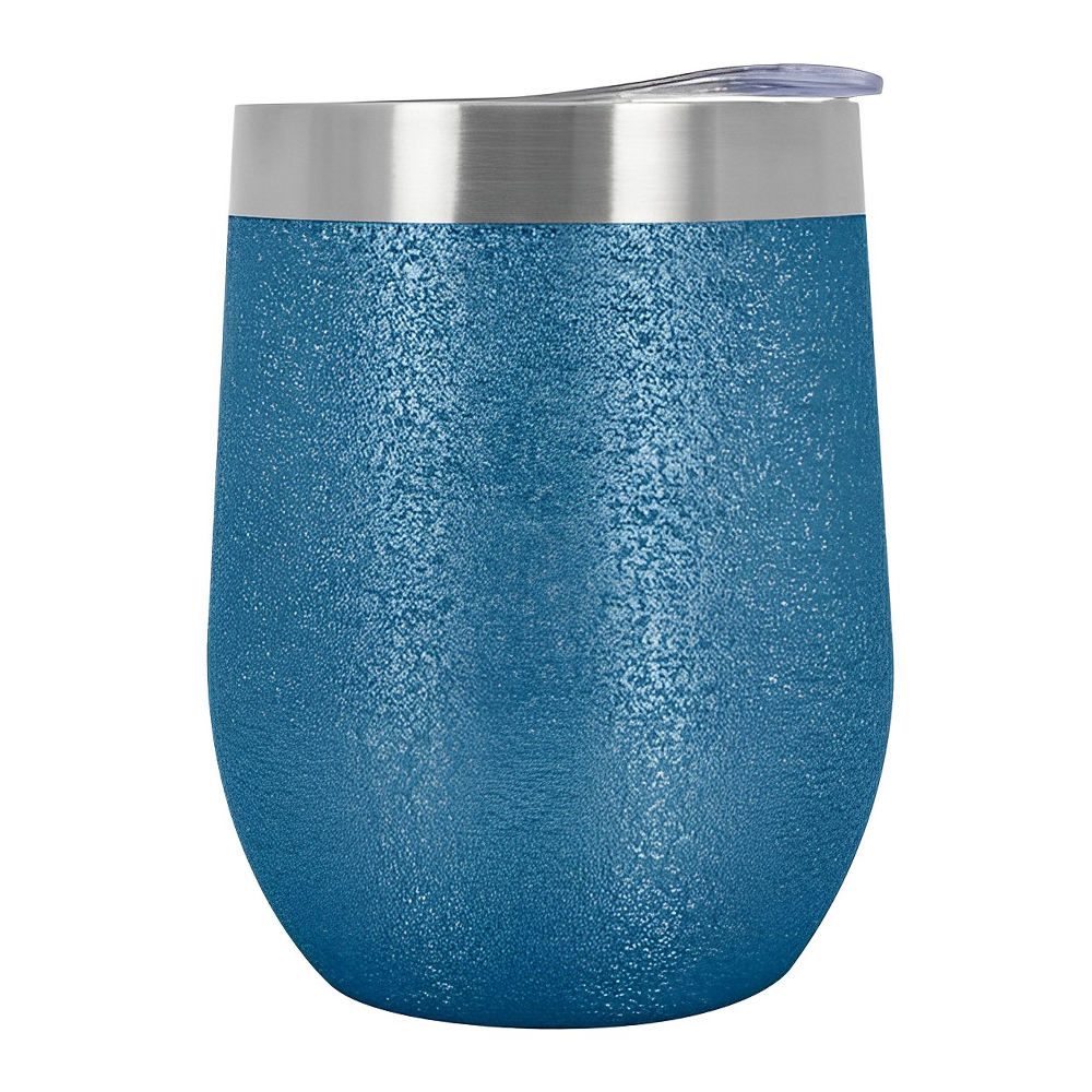 Promotional 12 OZ Iced Out Vinay Stemless Wine Cup Blue