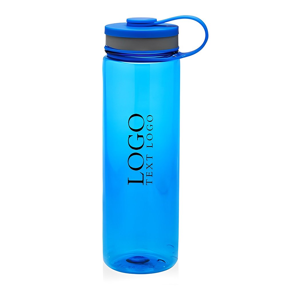 26 oz BPA free Wide Mouth Sports Bottles w Tethered Lid Blue With Logo