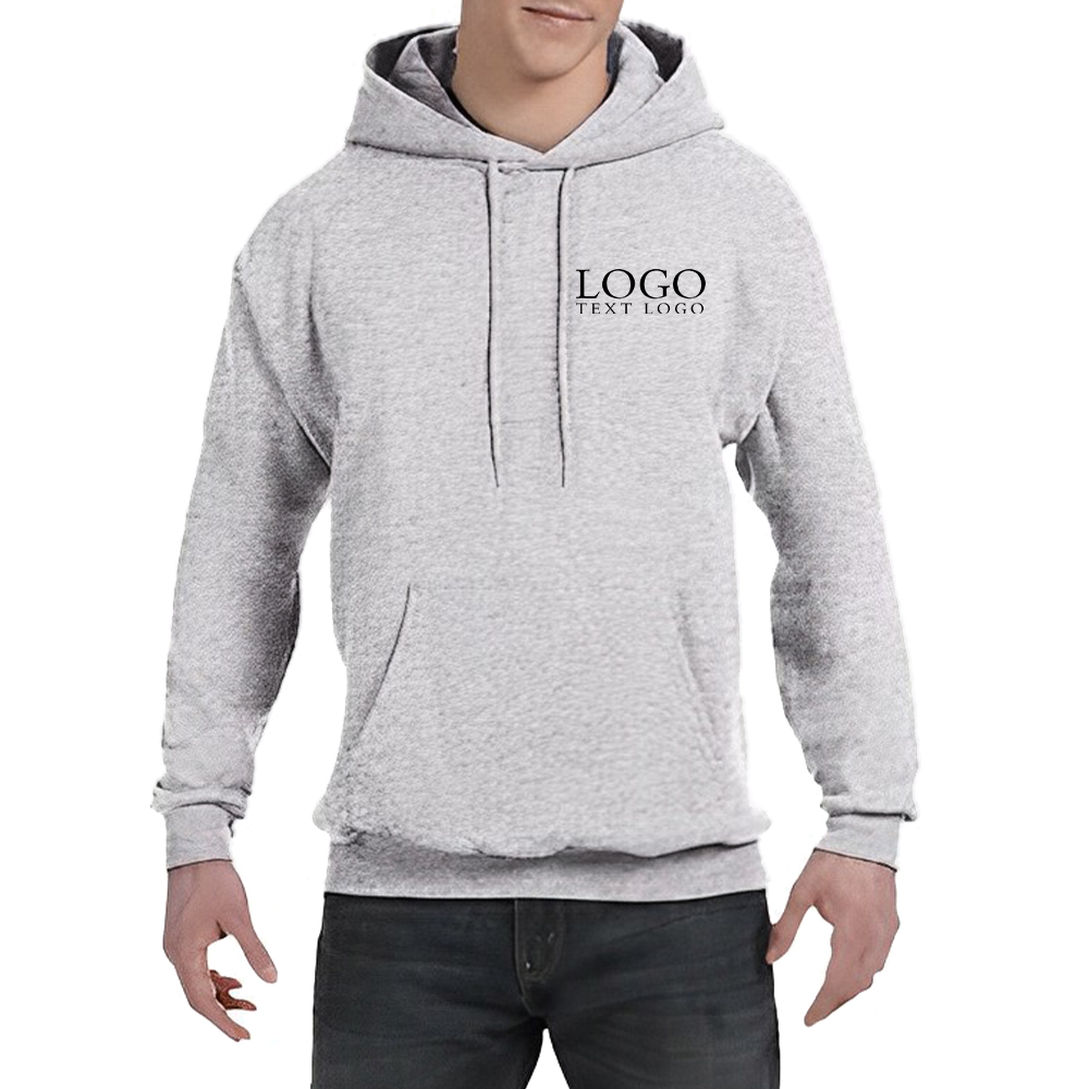Customized Hanes 5050 Pullover Hooded Sweatshirt Ash With Logo