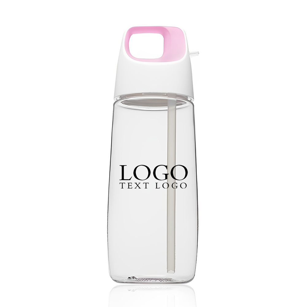 Pink  27 oz Accent Cube Water Bottles with Straw With Logo