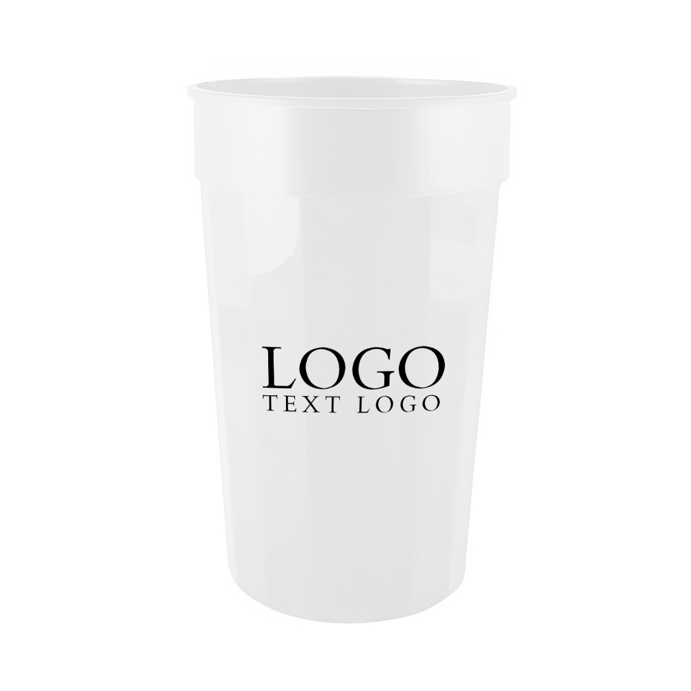 White 22 oz Fluted Stadium Plastic Cup With Logo