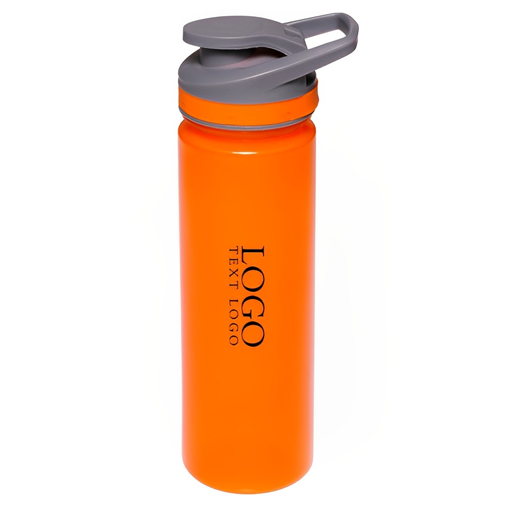 22 oz Flip Top Plastic Sports Bottles Orange With Logo