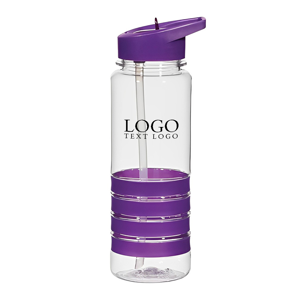 Customized 24 Oz Tritan Banded Gripper Bottle Purple With Logo