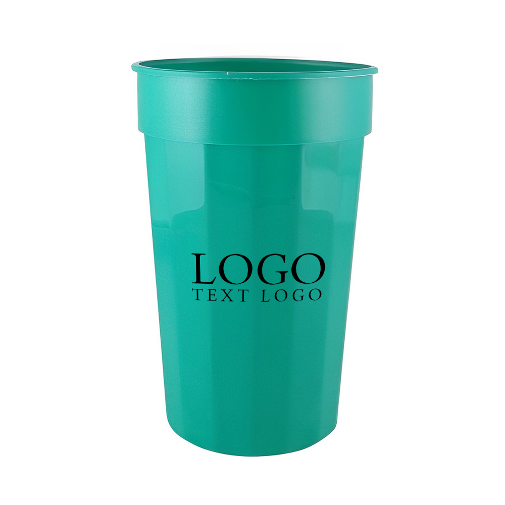 Green 22 oz Fluted Stadium Plastic Cup With Logo