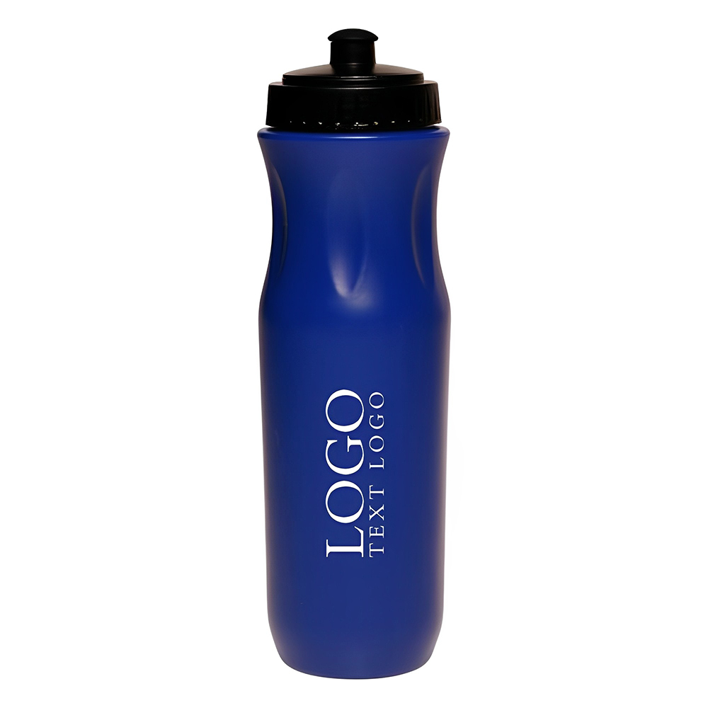 26 oz Plastic Sports Bottles with Push Top Blue With Logo