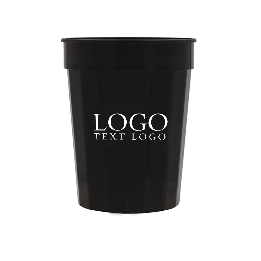 Black 16 oz Fluted Stadium Cup With Logo