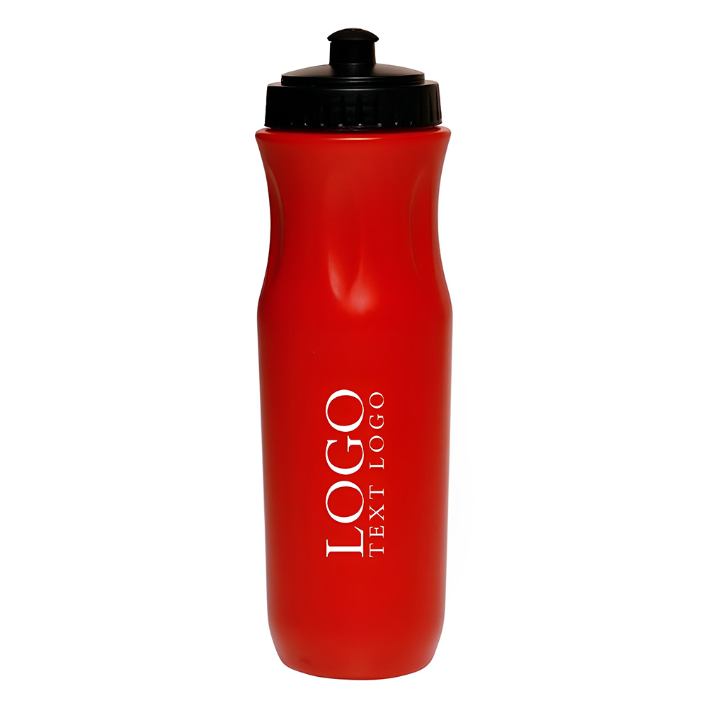 26 oz Plastic Sports Bottles with Push Top Red With Logo
