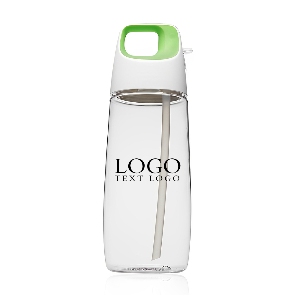 Green  27 oz Accent Cube Water Bottles with Straw With Logo