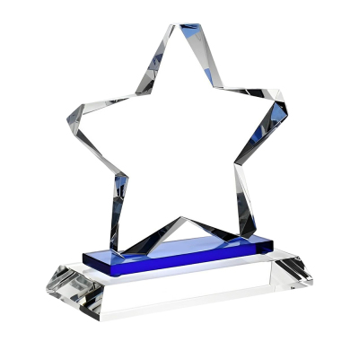Blue Twinkle Star Award With Custom Logo