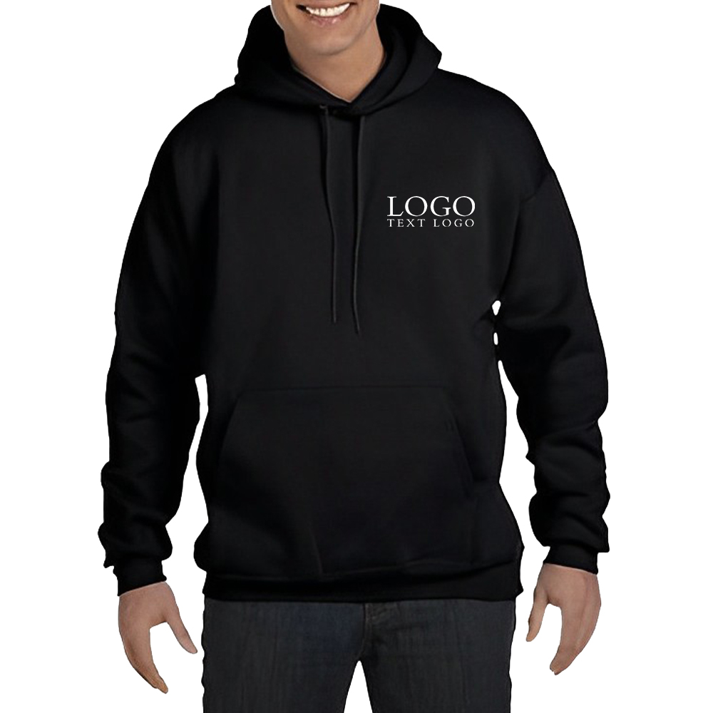 Marketing Hanes Pullover Hooded Sweatshirt Black With Logo
