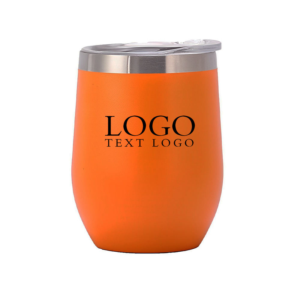 Orange 12 oz Double Wall Vacuum Wine Cup With Logo