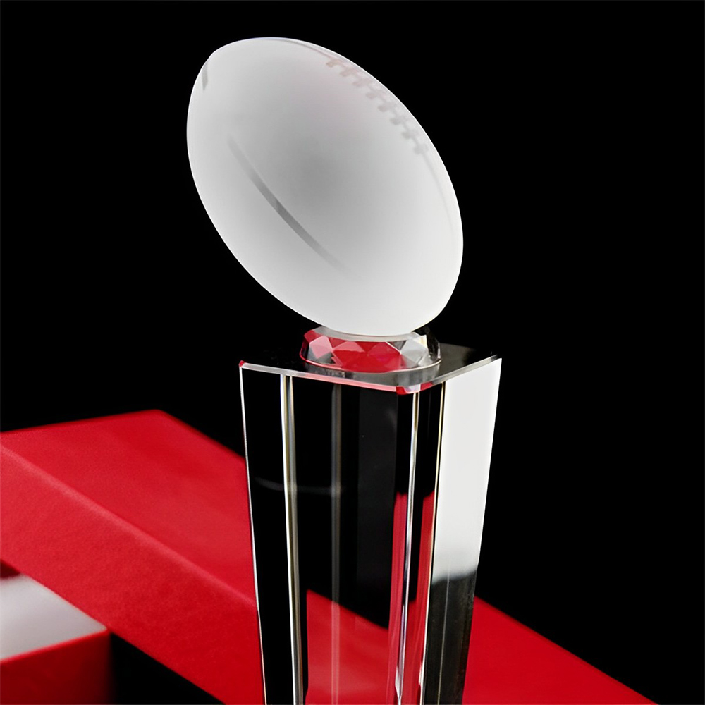 Custom Crystal Rugby Trophy Detail Custom Crystal Rugby Trophy Detail