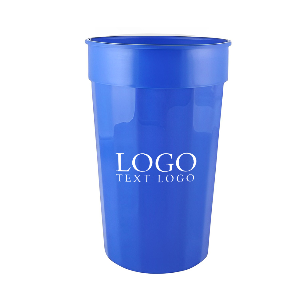 Blue 22 oz Fluted Stadium Plastic Cup With Logo