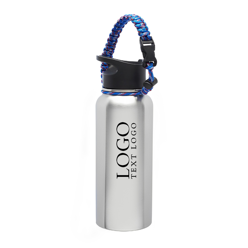 Silver 34 oz Stainless Steel Water Bottle With Logo