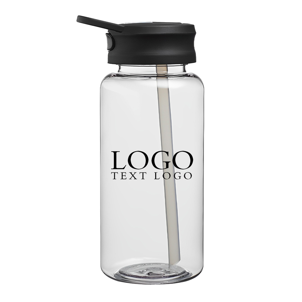 Clear 34 oz Plastic Water Bottle with Spout Lid With Logo