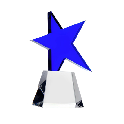 Customized Crystal Blue Meteor Star Award