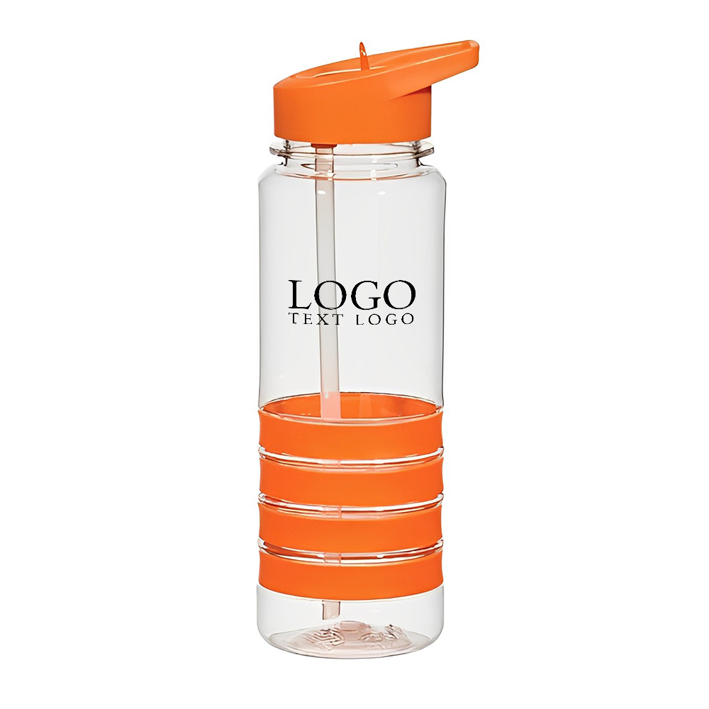 Customized 24 Oz Tritan Banded Gripper Bottle Orange With Logo