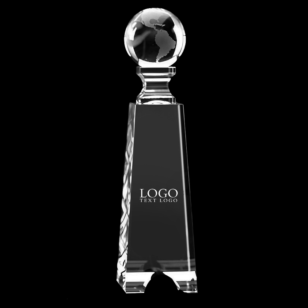Medium Crystal Globe On Gate Tower Award With Logo
