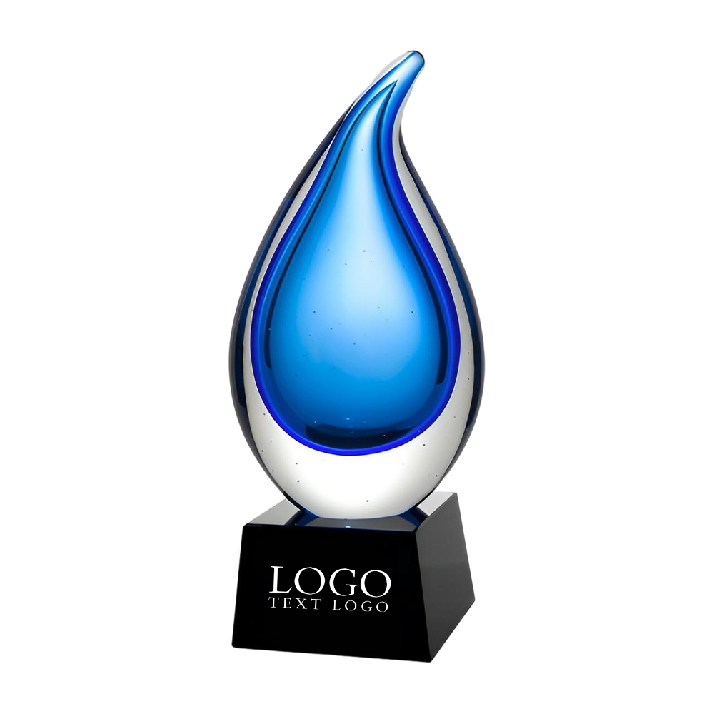 Art Glass Rain Drop Award With Logo