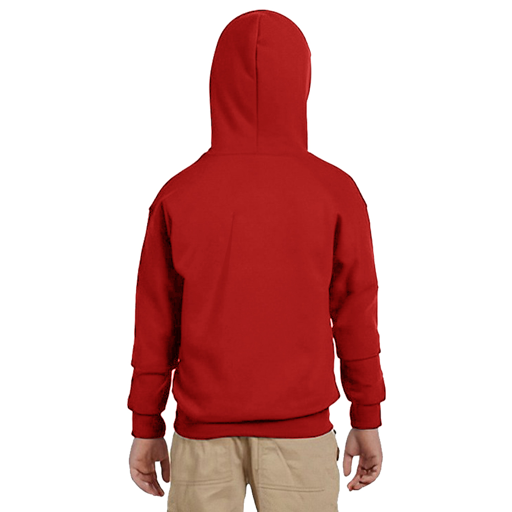 Customized Gildan Heavy Blend Youth Full Zipper Hooded Sweatshirt Red Back