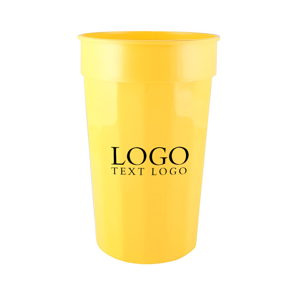Yellow 22 oz Fluted Stadium Plastic Cup With Logo