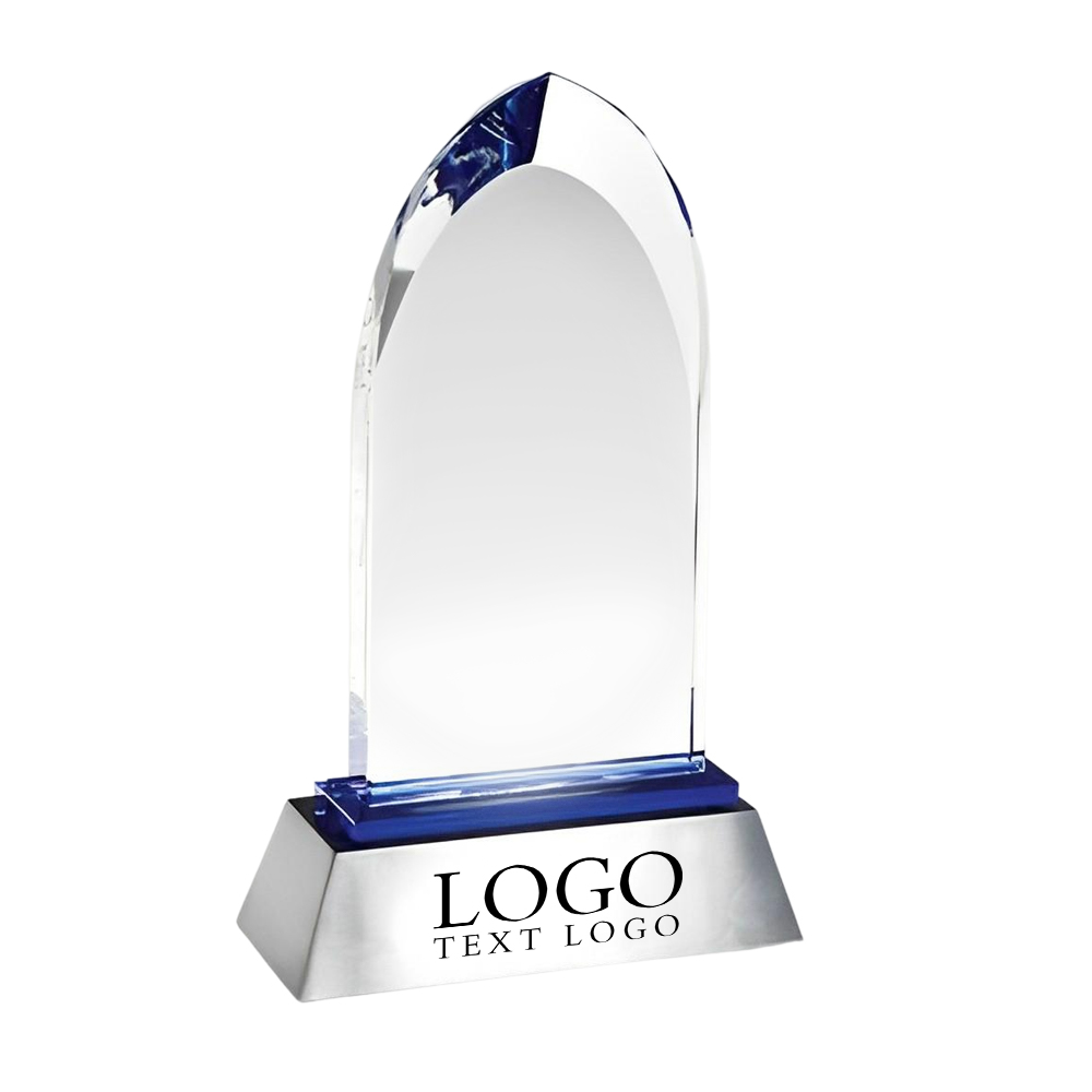 Optic Crystal Blue Dignity Award With Logo
